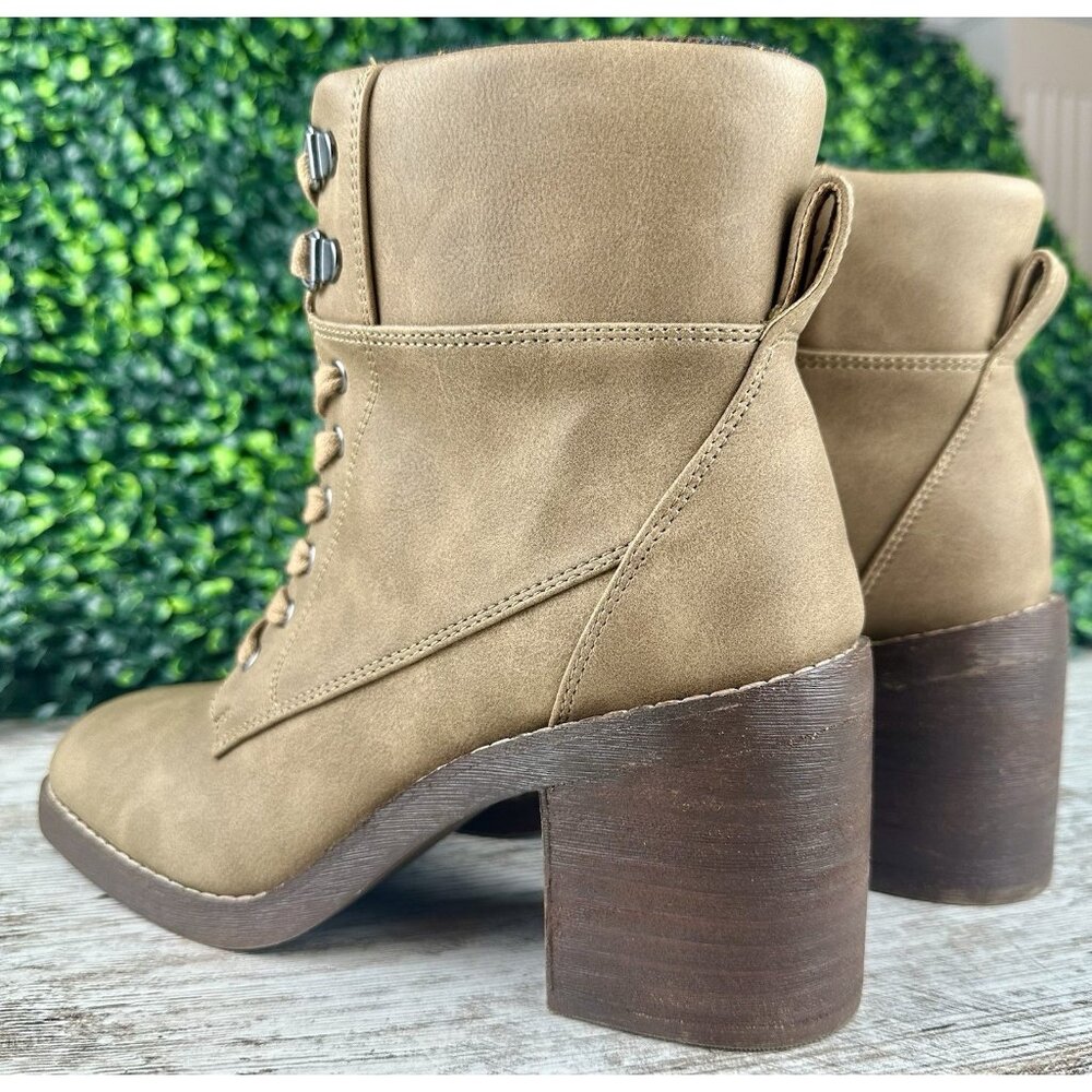 CROWN VINTAGE Hollis Boot Women’s 7M Mocha Lace Up Zip Heel Faux Leather Rugged - Picture 7 of 14